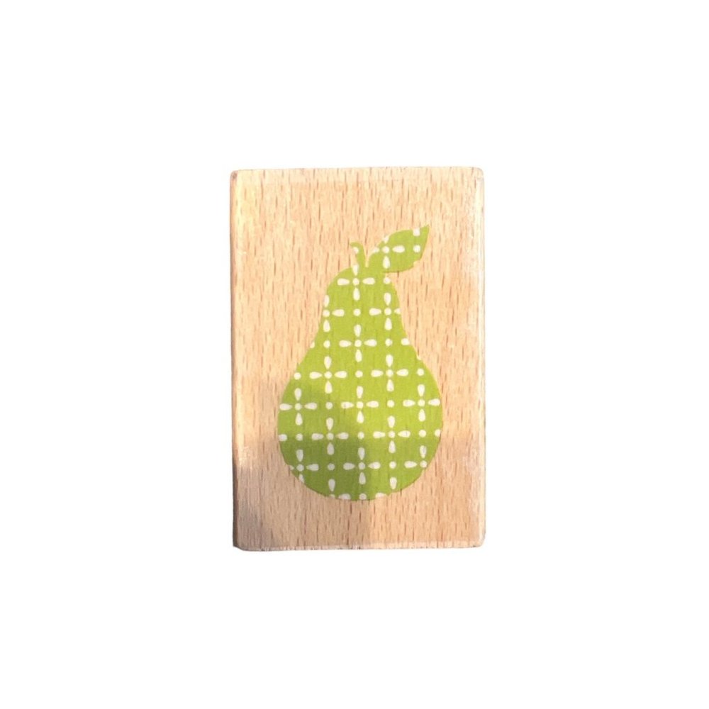 New Hampton Arts Studio G Mini Pear Rubber Wooden Stamp 2011, Fruit, Summer